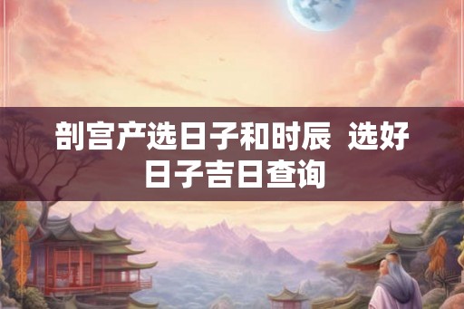 剖宫产选日子和时辰  选好日子吉日查询
