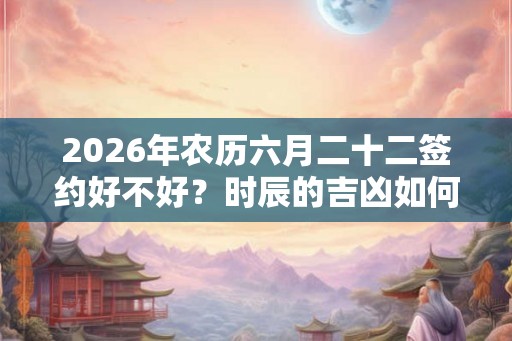 2026年农历六月二十二签约好不好？时辰的吉凶如何？