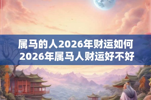 属马的人2026年财运如何 2026年属马人财运好不好 属马的人2026年财运如何 2026年属马人财运好不好