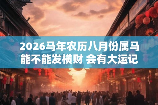 2026马年农历八月份属马能不能发横财 会有大运记得把握