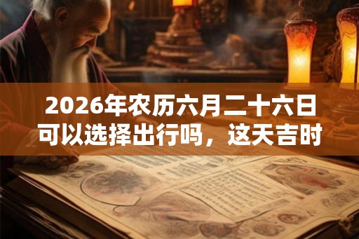 2026年农历六月二十六日可以选择出行吗，这天吉时有哪些？