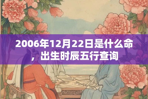 2006年12月22日是什么命，出生时辰五行查询