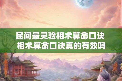 民间最灵验相术算命口诀 相术算命口诀真的有效吗