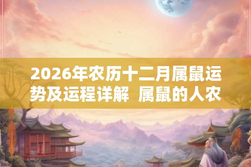 2026年农历十二月属鼠运势及运程详解  属鼠的人农历十二月运势好吗