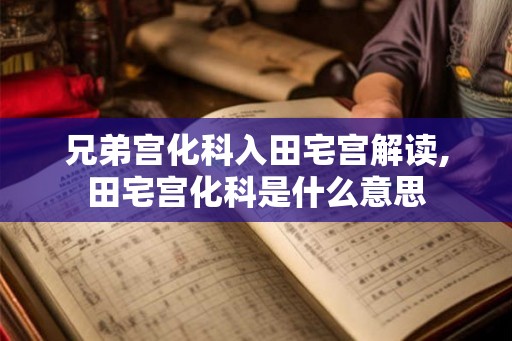 兄弟宫化科入田宅宫解读,田宅宫化科是什么意思