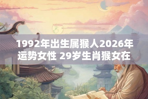 1992年出生属猴人2026年运势女性 29岁生肖猴女在2026年运气如何 1992年出生属猴人2026年运势女性 29岁生肖猴女在2026年运气如何