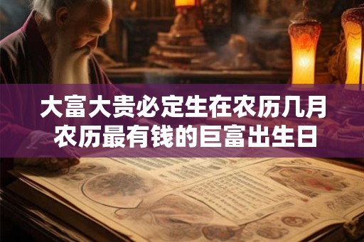 大富大贵必定生在农历几月 农历最有钱的巨富出生日
