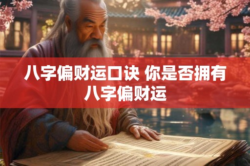 八字偏财运口诀 你是否拥有八字偏财运