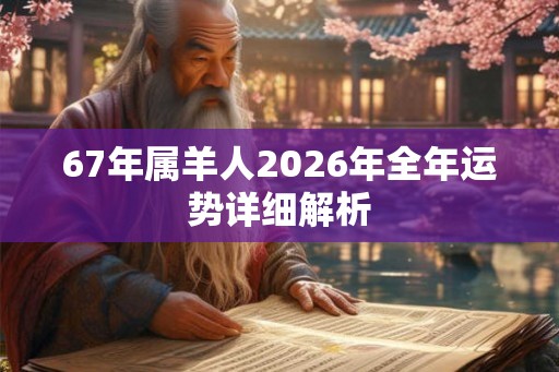 67年属羊人2026年全年运势详细解析