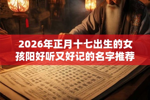 2026年正月十七出生的女孩阳好听又好记的名字推荐