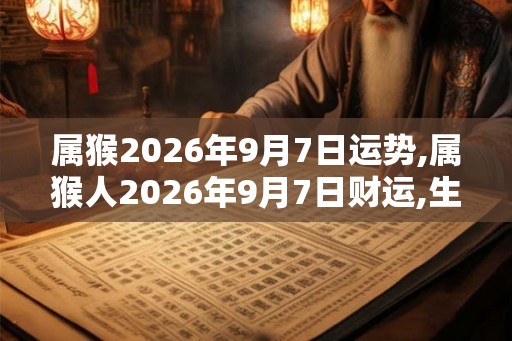 属猴2026年9月7日运势,属猴人2026年9月7日财运,生肖猴2026年9月7日运势