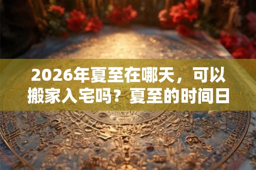 2026年夏至在哪天,可以搬家入宅吗?夏至的时间日子是农历还是公历? 2026年夏至在哪天,可以搬家入宅吗?夏至的时间日子是农历还是公历?