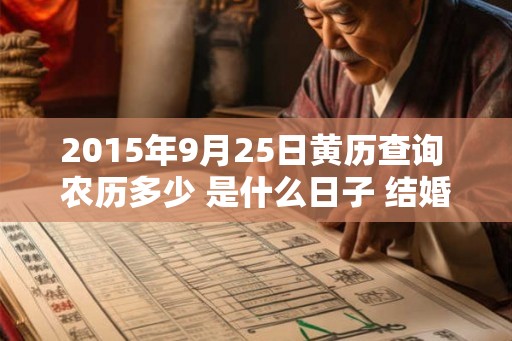 2015年9月25日黄历查询 农历多少 是什么日子 结婚吉时 2015年9月25日黄历查询 农历多少 是什么日子 结婚吉时