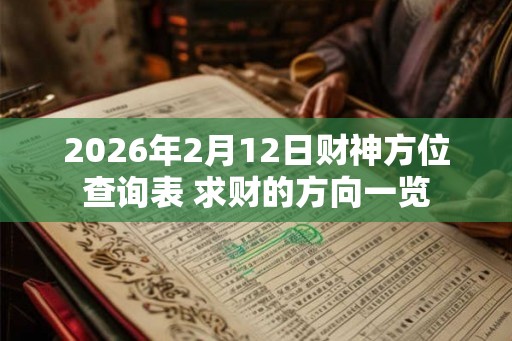 2026年2月12日财神方位查询表 求财的方向一览