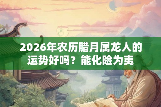 2026年农历腊月属龙人的运势好吗？能化险为夷
