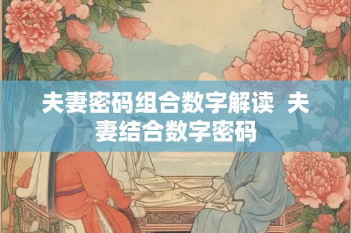 夫妻密码组合数字解读  夫妻结合数字密码