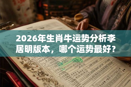 2026年生肖牛运势分析李居明版本，哪个运势最好？