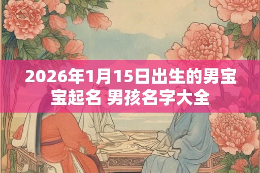 2026年1月15日出生的男宝宝起名 男孩名字大全