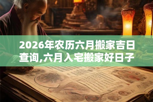 2026年农历六月搬家吉日查询,六月入宅搬家好日子