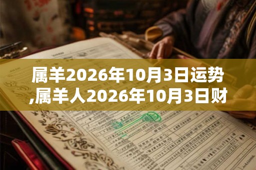属羊2026年10月3日运势,属羊人2026年10月3日财运,生肖羊2026年10月3日运势