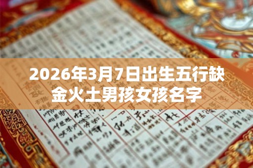 2026年3月7日出生五行缺金火土男孩女孩名字