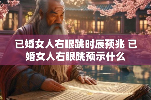 已婚女人右眼跳时辰预兆 已婚女人右眼跳预示什么