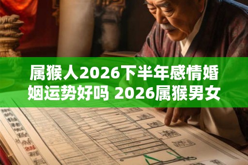 属猴人2026下半年感情婚姻运势好吗 2026属猴男女的婚姻运势详解