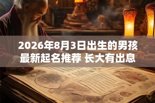 2026年8月3日出生的男孩最新起名推荐 长大有出息的男孩名
