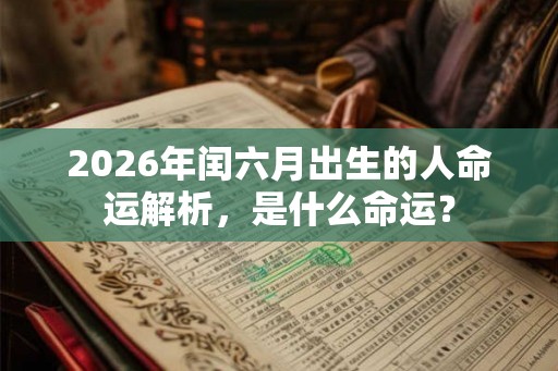 2026年闰六月出生的人命运解析，是什么命运？