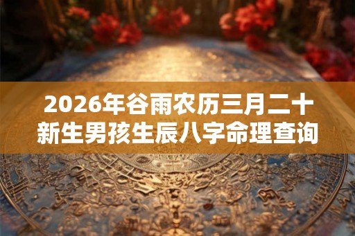 2026年谷雨农历三月二十新生男孩生辰八字命理查询