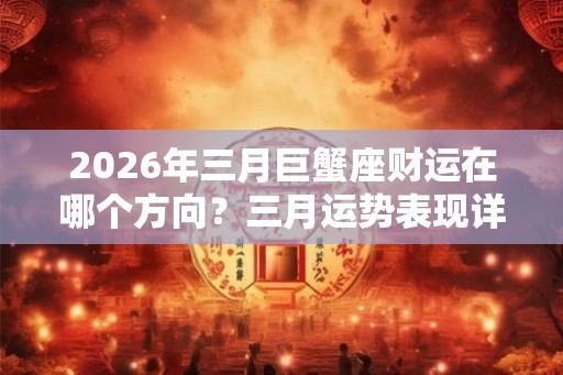 2026年三月巨蟹座财运在哪个方向？三月运势表现详解