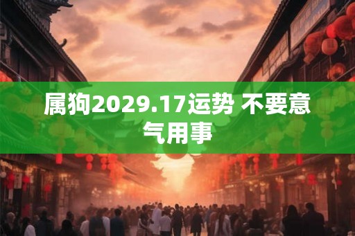 属狗2029.17运势 不要意气用事