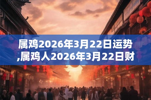 属鸡2026年3月22日运势,属鸡人2026年3月22日财运,生肖鸡2026年3月22日运势