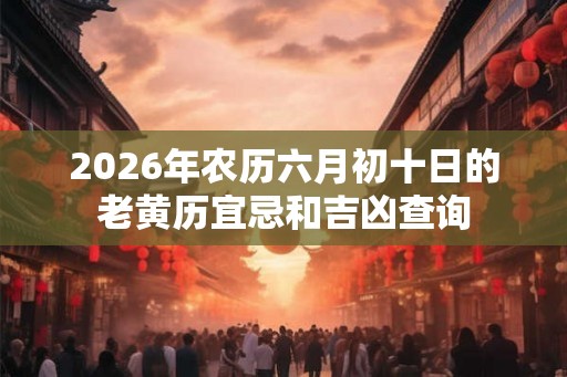 2026年农历六月初十日的老黄历宜忌和吉凶查询