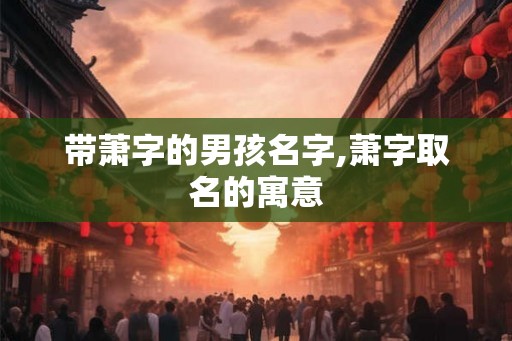 带萧字的男孩名字,萧字取名的寓意