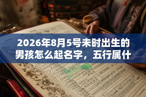 2026年8月5号未时出生的男孩怎么起名字，五行属什么