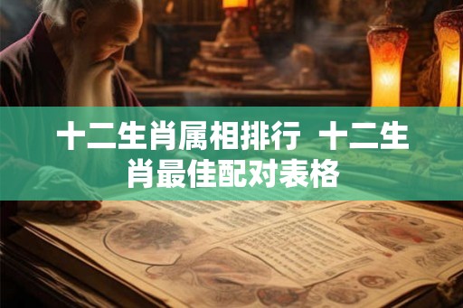 十二生肖属相排行  十二生肖最佳配对表格