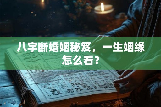 八字断婚姻秘笈，一生姻缘怎么看？