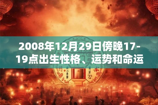 2008年12月29日傍晚17-19点出生性格、运势和命运