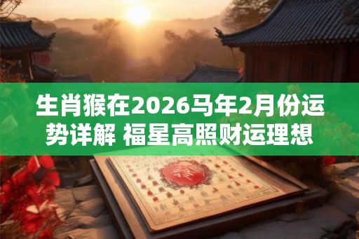 生肖猴在2026马年2月份运势详解 福星高照财运理想