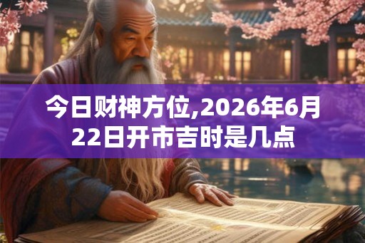 今日财神方位,2026年6月22日开市吉时是几点