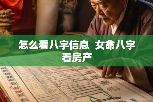 怎么看八字信息  女命八字看房产