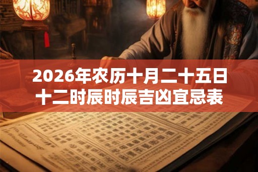 2026年农历十月二十五日十二时辰时辰吉凶宜忌表 2026年农历十月二十五日十二时辰时辰吉凶宜忌表