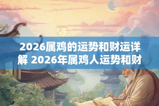 2026属鸡的运势和财运详解 2026年属鸡人运势和财运如何