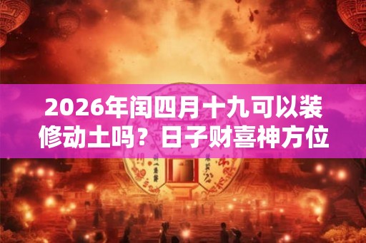 2026年闰四月十九可以装修动土吗？日子财喜神方位？
