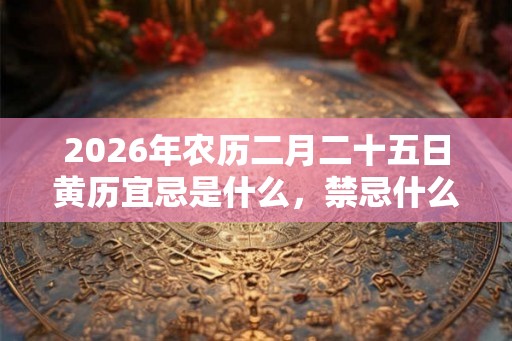 2026年农历二月二十五日黄历宜忌是什么，禁忌什么？