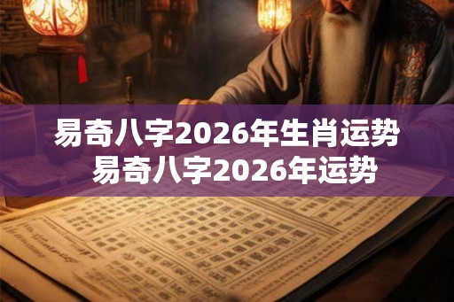 易奇八字2026年生肖运势  易奇八字2026年运势
