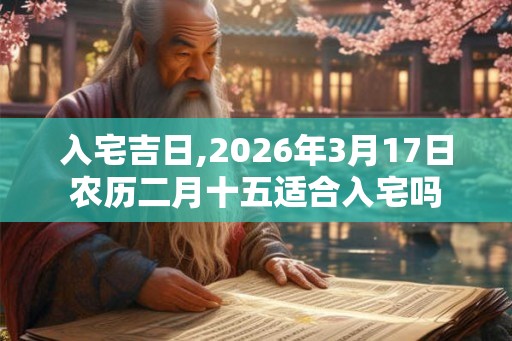 入宅吉日,2026年3月17日农历二月十五适合入宅吗