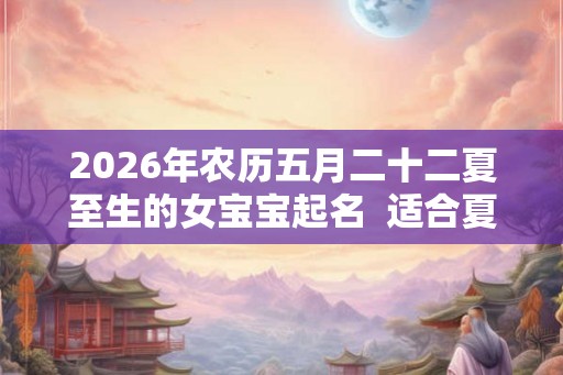 2026年农历五月二十二夏至生的女宝宝起名  适合夏天生的女宝宝名字