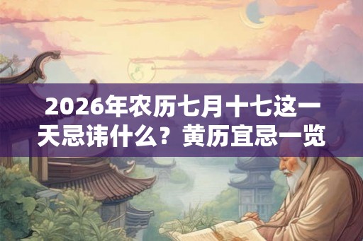 2026年农历七月十七这一天忌讳什么？黄历宜忌一览表